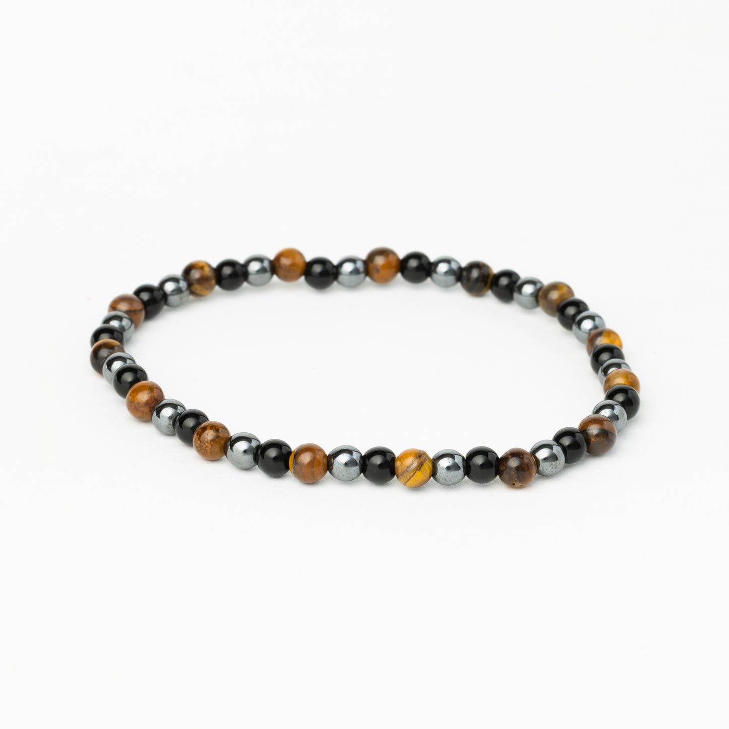 Tiger Eye, Hematite & Black Obsidian Bracelet