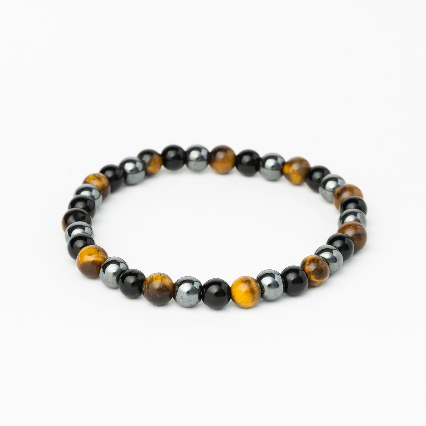 Tiger Eye, Hematite & Black Obsidian Bracelet